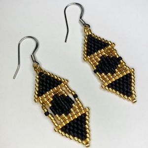 Handmade triangle fringe seed beads boho earrings